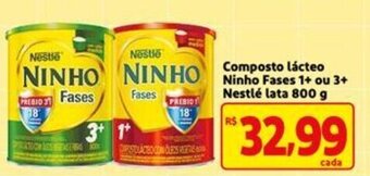 Mercado Extra Composto Lacteo Ninho Fases 1+ ou 3+ 800g oferta