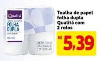 Mercado Extra Toalha de papel folha dupla Qualita com 2 rolos oferta