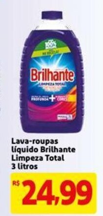 Mercado Extra Lava-roupas liquido Brilhante Limpeza Total 3L oferta