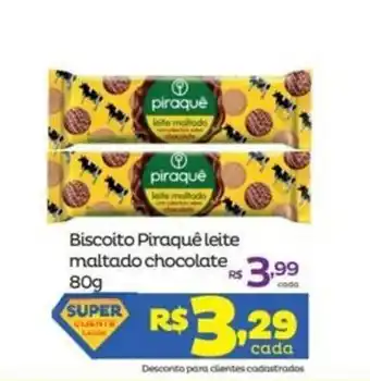 Super Lagoa Biscoito Piraque Leite Maltado chocolate 80g oferta