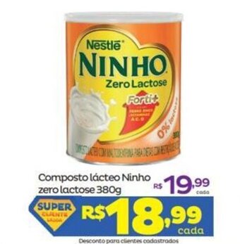 Super Lagoa Composto Lacteo Ninho Zero Lactose 380g oferta