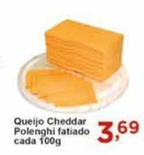 Rossi Supermercado Queijo Cheddar Polenghi Fatiado cada 100g oferta