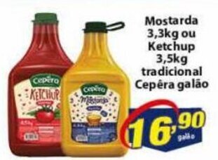 Vencedor Atacadista Mostarda 3.3kg ou Ketchup 3.5kg Tradicional Cepera galao oferta
