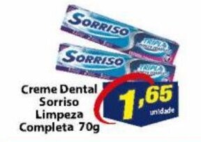 Vencedor Atacadista Creme Dental Sorriso Limpeza Completa 70g oferta
