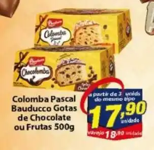 Vencedor Atacadista Colomba Pascal Bauducco Gotas de Chocolate Frutas 500g oferta