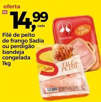 Frangolândia File de Peito de Frango Sadia ou Perdigao bandeja congelado 1kg oferta