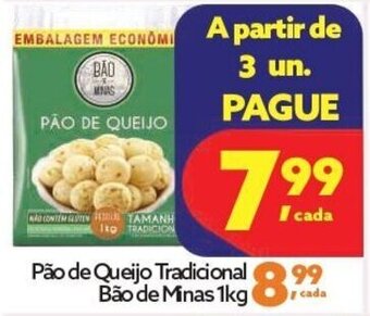 Raiz Superatacado Pao de Queijo Tradicional Bao de Minas 1kg oferta