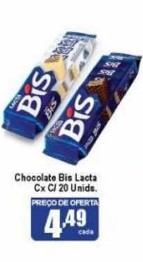 Higa's Supermercado Chocolate Bis Lacta cx c/20 Unids. oferta