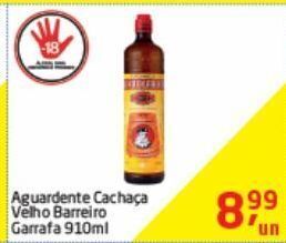 Tenda Atacado Aguardente cachaça velho barreiro 910ml oferta
