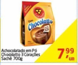Tenda Atacado Achocolatado em pó chocolatto 3 coraçoes 700g oferta