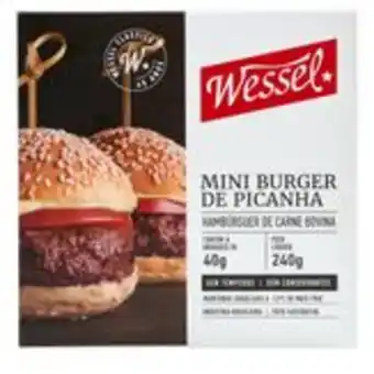 Sam's Club Hambúrguer de carne bovina picanha wessel caixa 240g com 6 unidades oferta