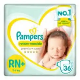 Sam's Club Fralda descartável infantil premium care recém-nascido pampers pacote com 36 unidades oferta