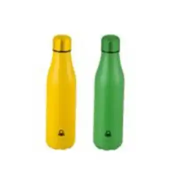 Conjunto de garrafas térmicas com parede dupla verde e amarelo benetton