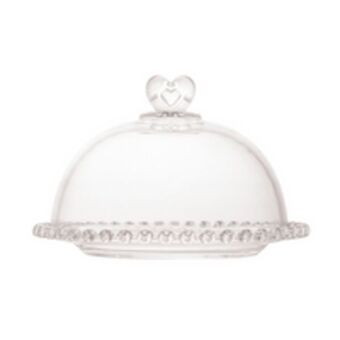 Queijeira coração lyor, com tampa, cristal, transparente - 1702
