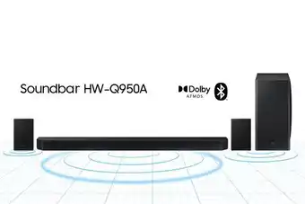 Soundbar samsung hw-q950a, com 11.1.4 canais, dolby atmos, sincronia sonora e alexa integrado