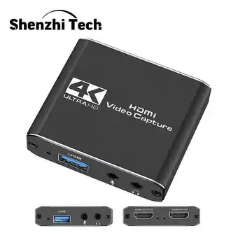 Gravador de vídeo 1080p 60fps para jogos/streaming ao vivo/vídeo placa de captura de vídeo áudio microfone 4k hdmi loop-out
