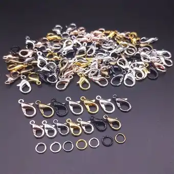 AliExpress 30 peças gancho de fecho lagosta e 100 peças círculo aberto salto anéis achados de joias faça você mesmo colar pulseira fivel oferta