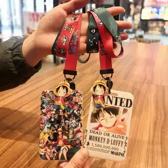 1 conjunto de uma peça anime cartão casos cordão chave cordão cosplay crachá id cartões suportes pescoço cintas chaveiros luf