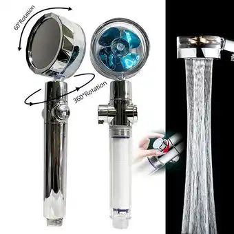 AliExpress 2021 cabeça de chuveiro poupança água fluxo 360 graus rotação com pequeno ventilador abs chuva alta pressão spray bico acessó oferta