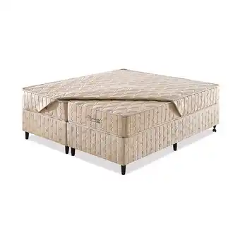 Conjunto cama box casal colchão mola ensacadas 176x198cm hotel bege - anjos