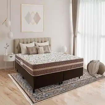 Lojas Koerich Conjunto box queen size besmont 158x64x198cm pillow duplo marrom - herval oferta