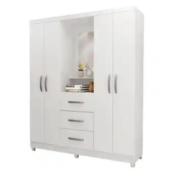 Guarda roupa com espelho 4 portas 3 gavetas branco visão