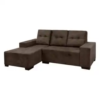 Sofá 2 lugares + chaise méxico marrom companhia do estofado