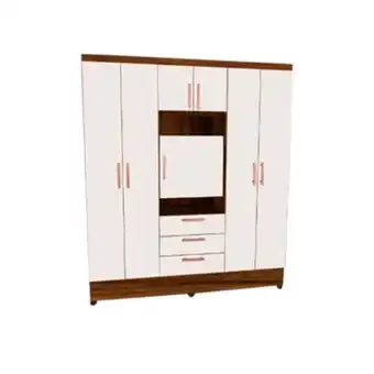 Supermercados Mateus Guarda roupa 7 portas sansão topázio teca/off white oferta