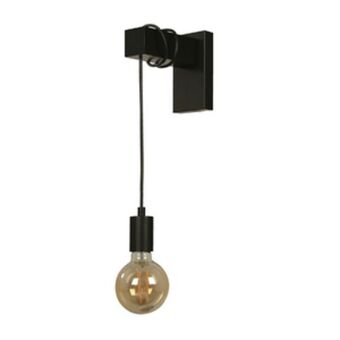 Leroy Merlin Arandela de parede preta aço e madeira inspire oferta