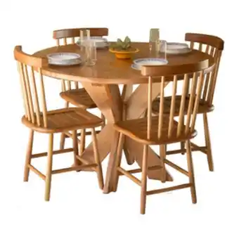 Conjunto mesa jantar redonda 4 cadeiras 1,20m country