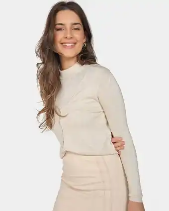 Cardigan feminino tricot liso bege pool basics by riachuelo