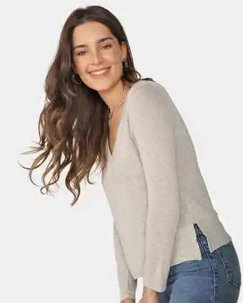 Riachuelo Blusa feminina decote v manga longa cinza mescla claro pool basics by riachuelo oferta