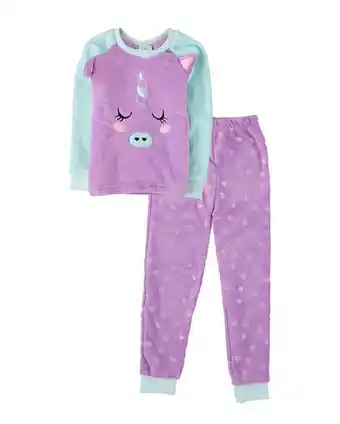 Pijama longo infantil em fleece unicórnio lilás/azul claro tam 4 a 10 accessori by riachuelo