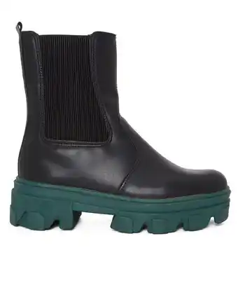 Bota cano médio tratorada preto/verde riachuelo