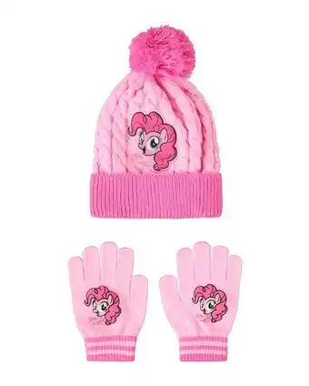 Kit gorro infantil + luva pompom rosa tam 4 a 10 my little pony