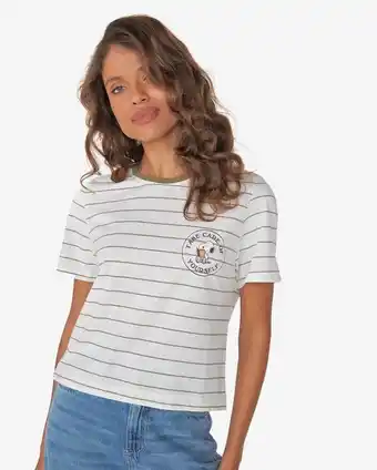 Riachuelo Camiseta feminina manga curta listrada snoopy branco riachuelo oferta