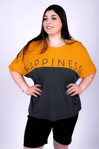 Blusa feminina plus size com silk mostarda