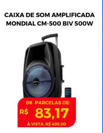 Atacadão Centro Sul Caixa de Som Amplificada Mondial CM-500 BIV 500w oferta