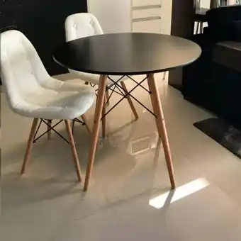 Mesa redonda estilo madeira - preta dcasa