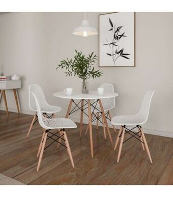 Mesa de jantar redonda eiffel branca útil bazar 80cm rf1843br