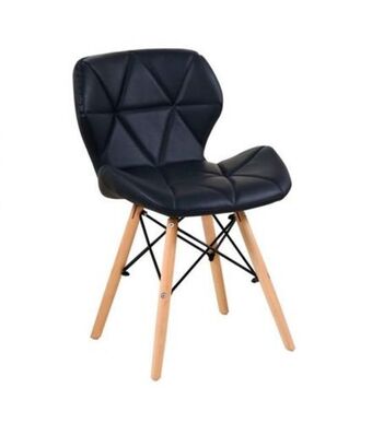 Cadeira eames eiffel tulipa estofada preta útil bazar rf1831pr