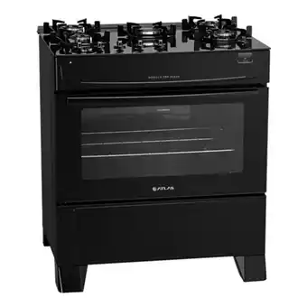 Fogão 5 bocas atlas mônaco top glass com forno limpa fácil e mesa vidro preto - bivolt