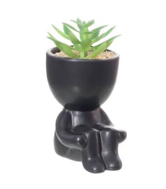 Freitas Varejo Vaso em cerâmica decorado preto útil bazar 10cm ub6027 oferta
