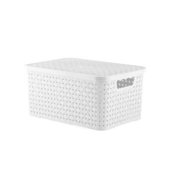 Caixa organizadora rattan branca new plastic 9,5l 31,5x21,5x15cm 7441240