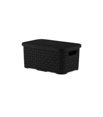 Freitas Varejo Caixa organizadora rattan preta new plastic 4l 26x16,5x12cm 7441233 oferta