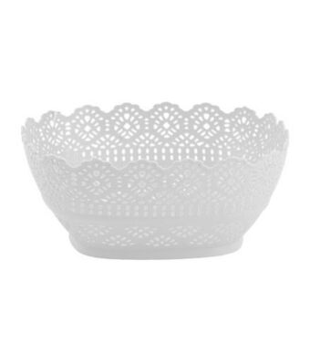 Cesta telada quadrada de plástico branca new plastic 19x19x7,5cm 1460
