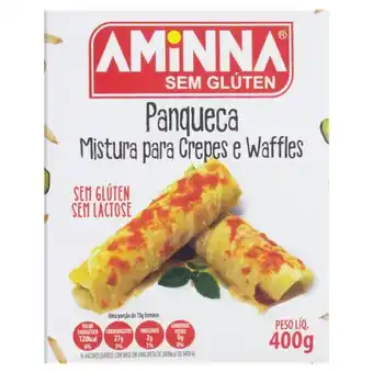 Mistura para panqueca, creppes e waffles sem glúten zero lactose aminna caixa 400g