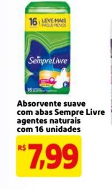 Absorvente suave com abas Sempre Livre agentes naturais com 16 unidades