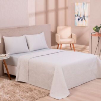 Vest Casa Kit cobre leito colcha solteiro 2 peças cinza cromio vestcasa oferta