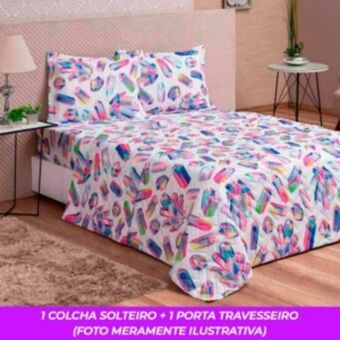 Vest Casa Kit cobre leito colcha solteiro col vidaecor 2 peças cristal pride vestcasa oferta